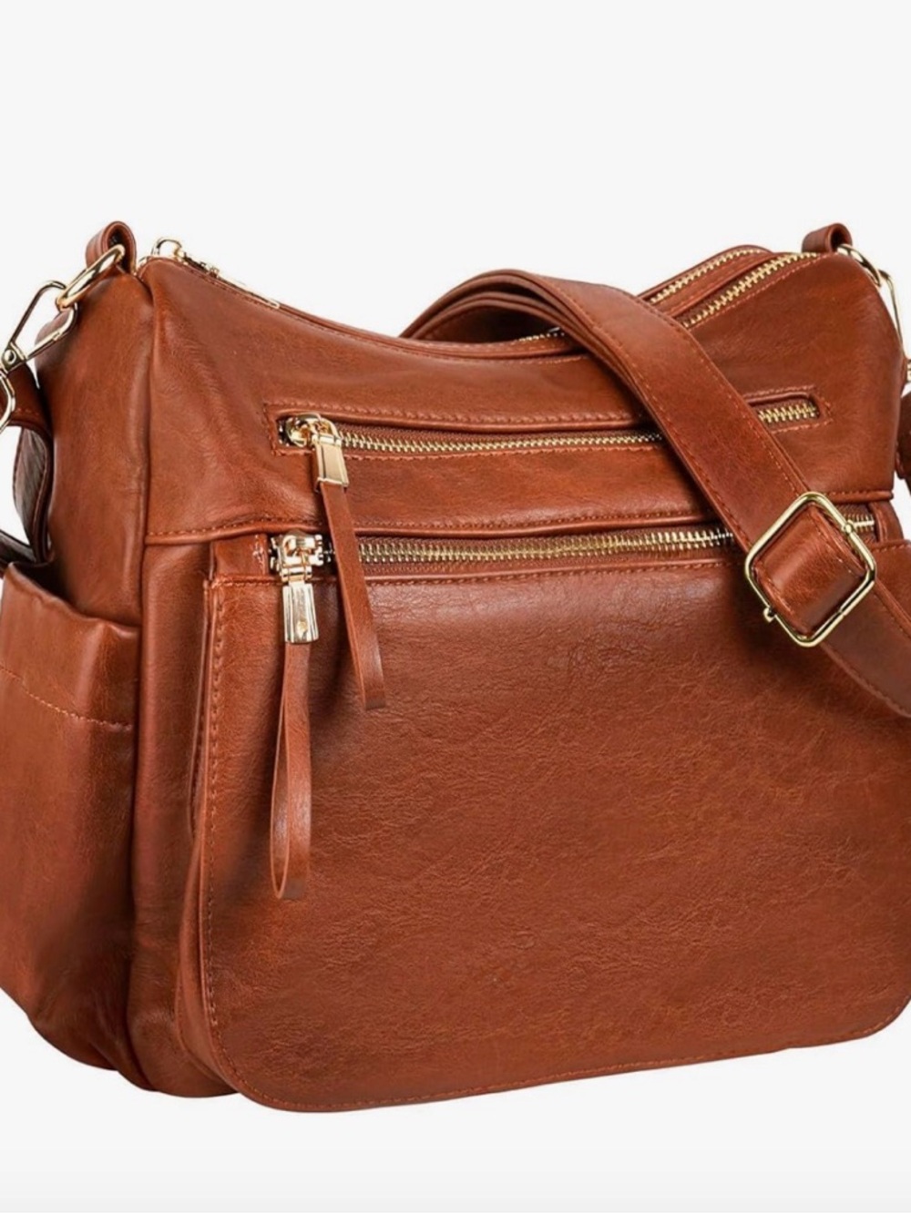 KOGTLA Classic Women's Crossbody Shoulder Bag in Cognac Brown